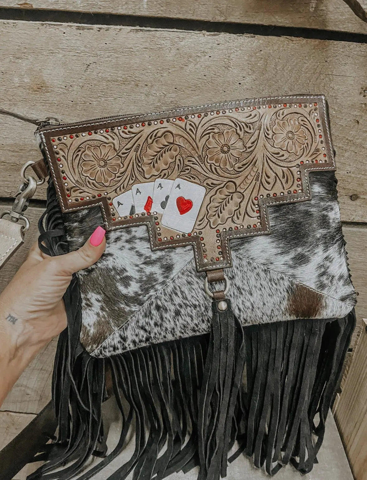 Ace Cowhide & Tooled Crossbody Wild Cactus Boutique