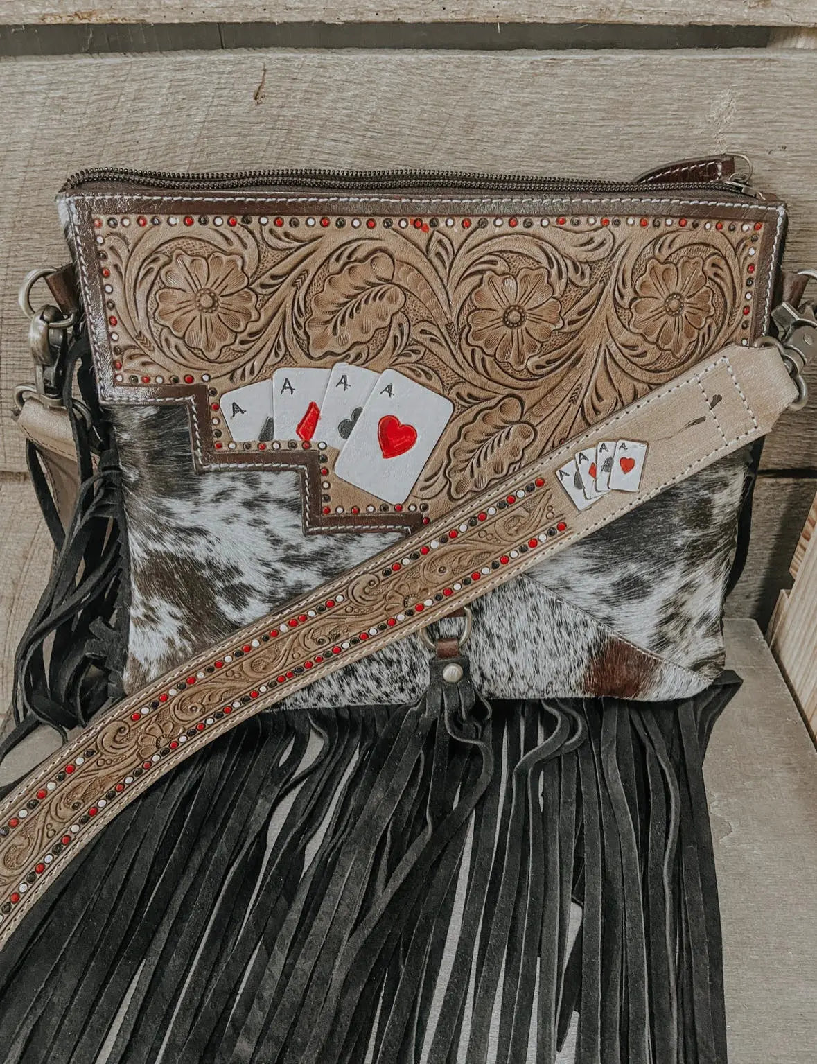 Ace Cowhide & Tooled Crossbody Wild Cactus Boutique