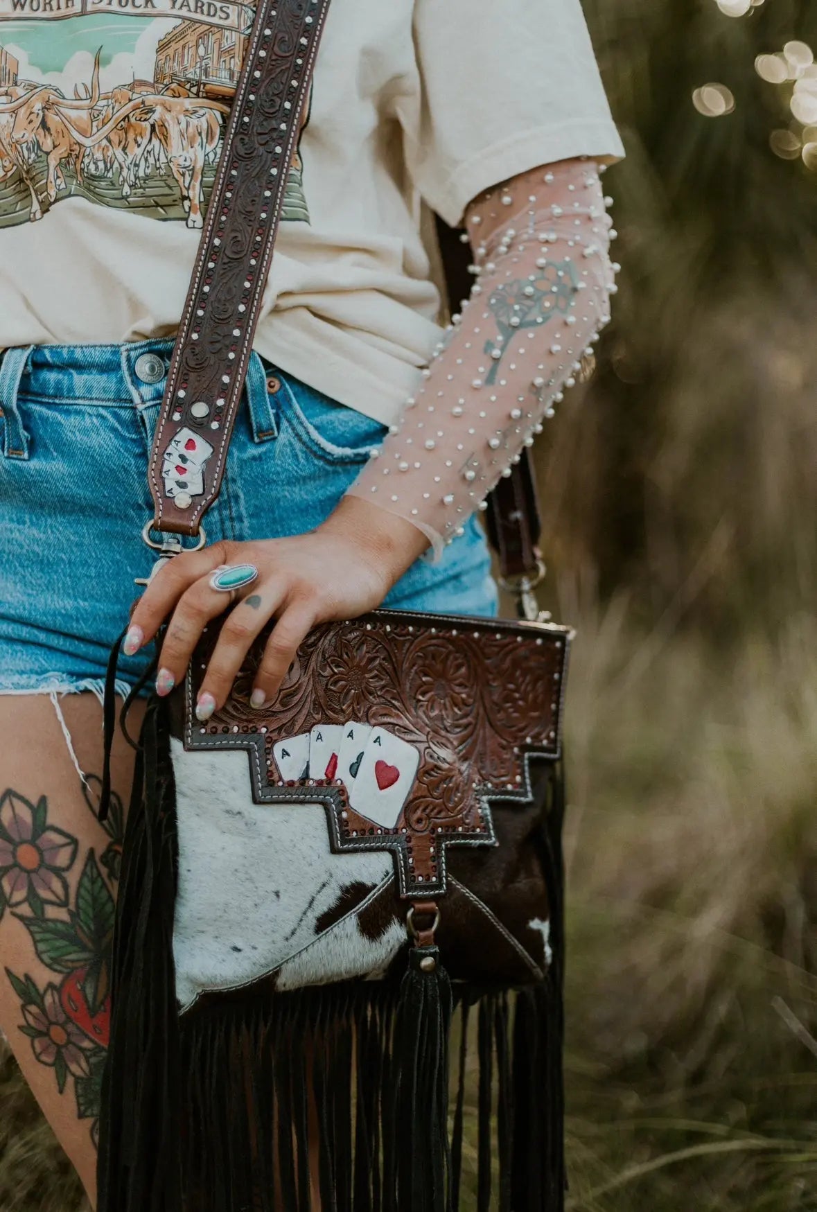 Ace Cowhide & Tooled Crossbody Wild Cactus Boutique