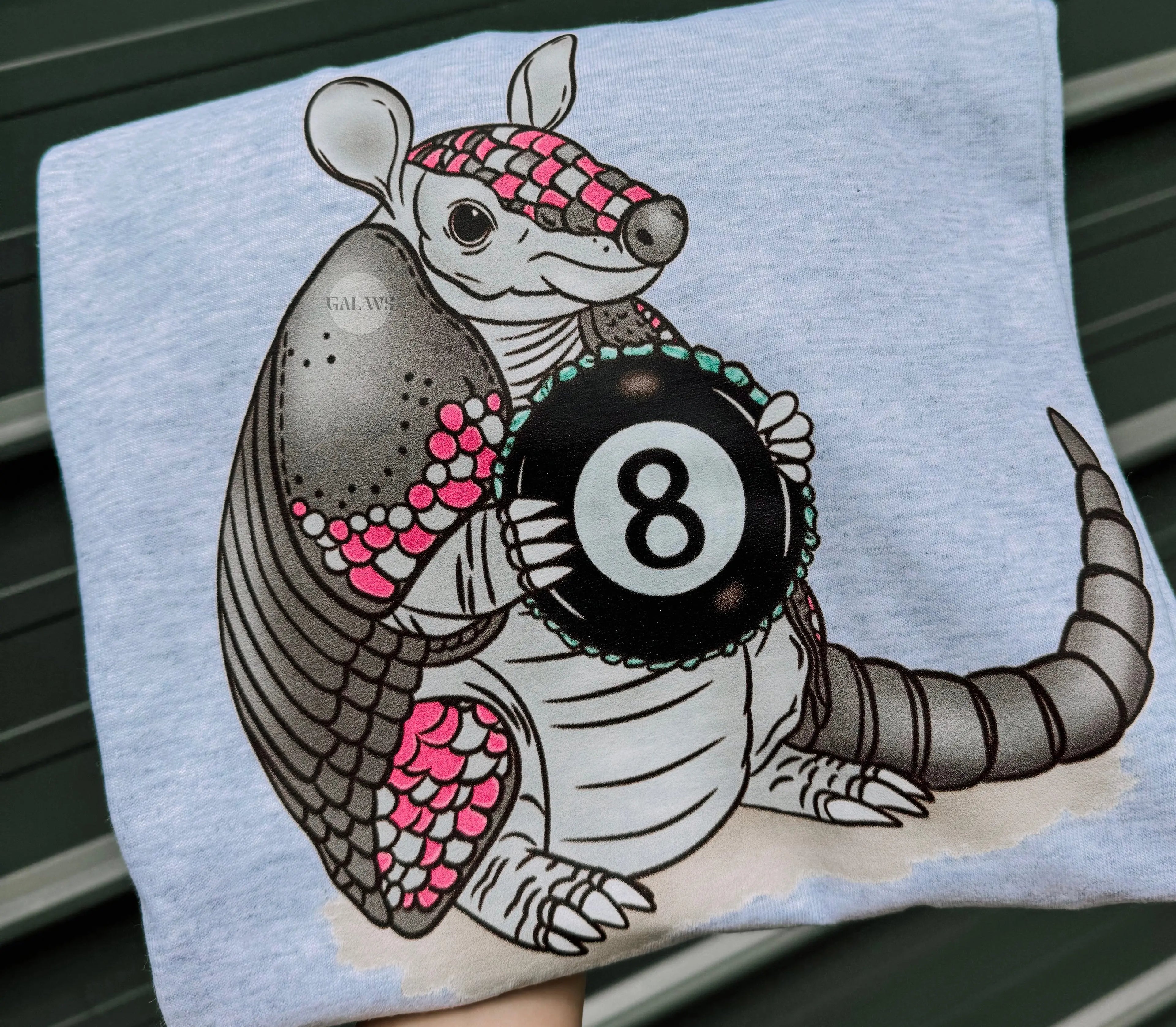8 ball hot pink armadillo tee or sweatshirt Gunpowder and Lace Boutique Nac