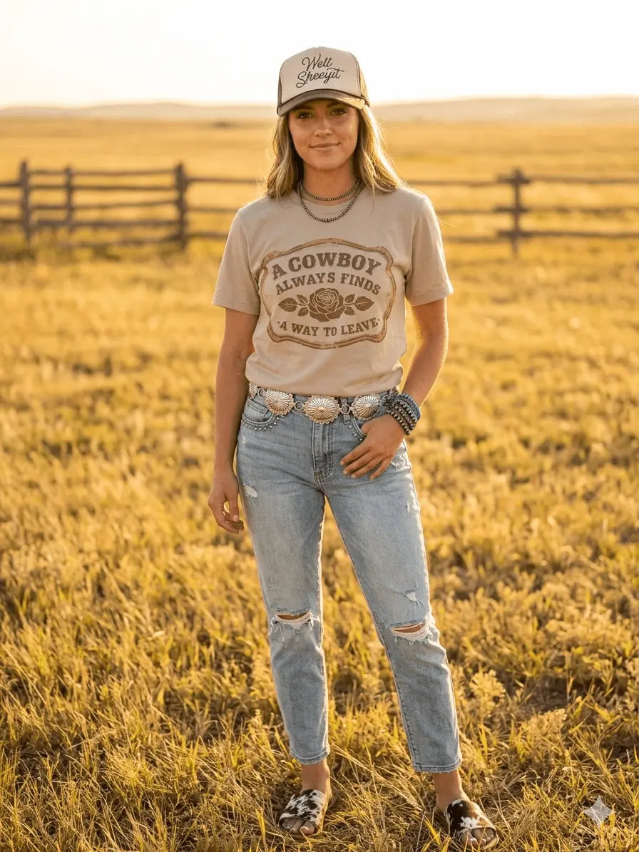 A Cowboy Always Finds A Way To Leave Graphic Tee Wild Junkie