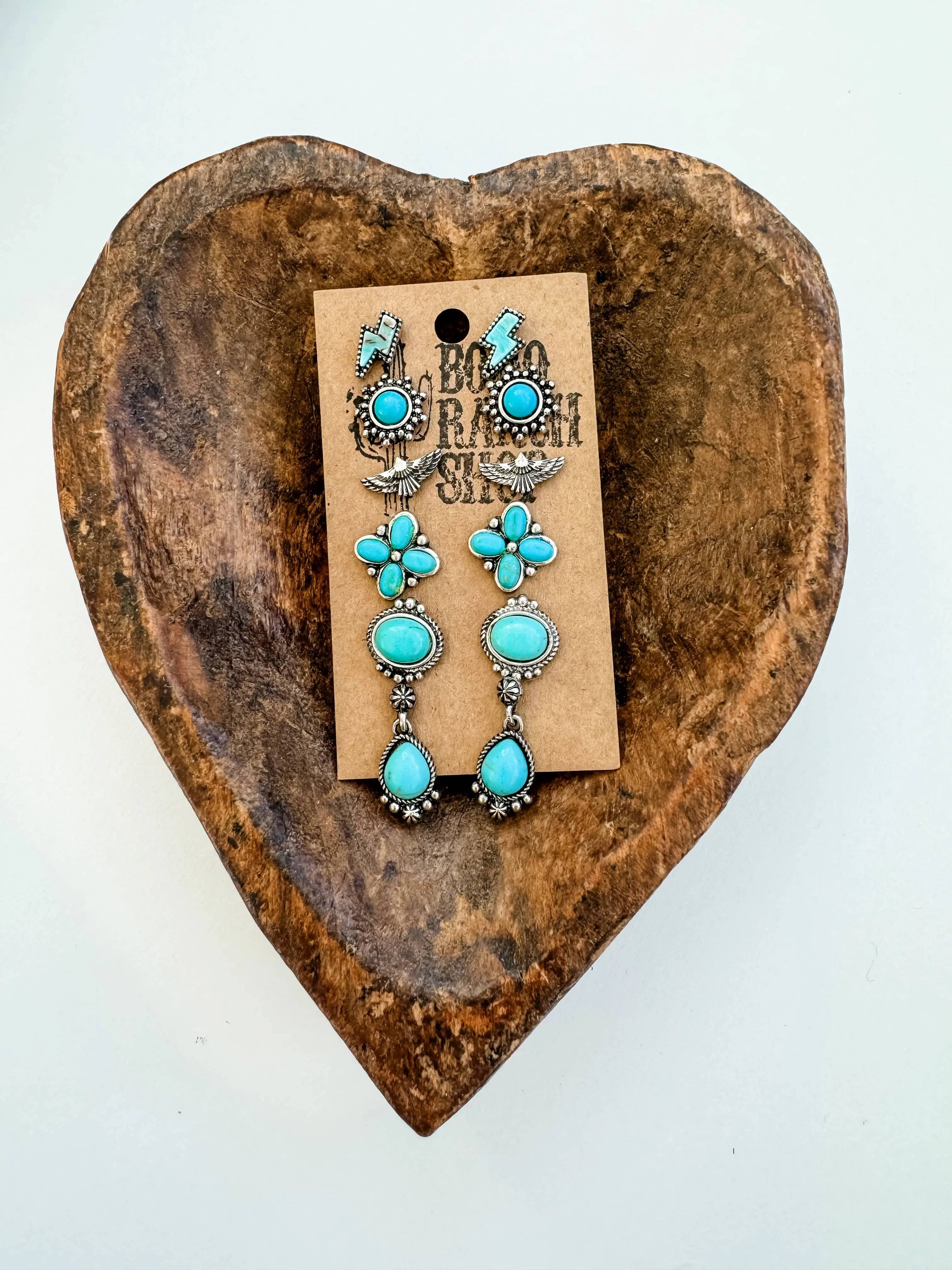 6 Pair Western Navajo Style Stud Earring Set  Wild Cactus Boutique